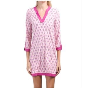 NEW Aqua et Sol Tunic Dress sz Medium Sun Protection Cover Up UPF 50 Pink white